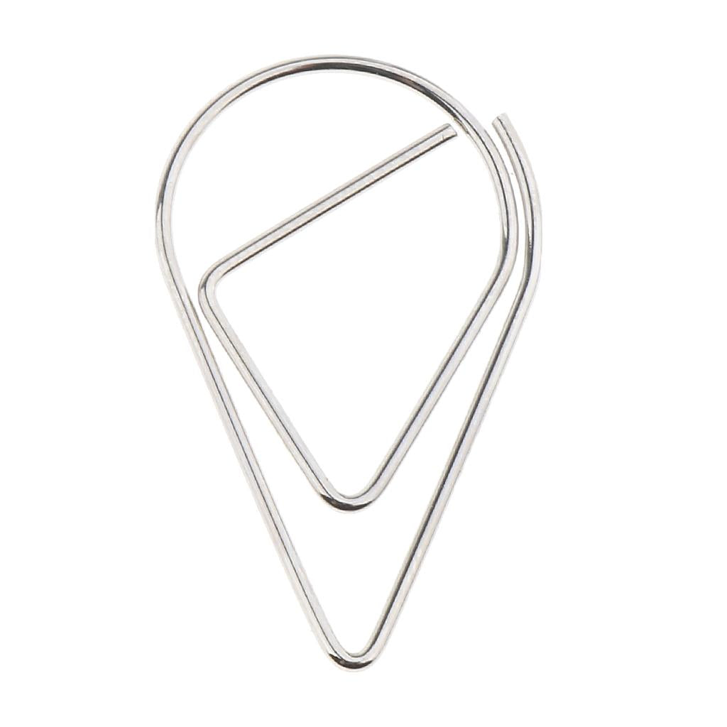 100 Pieces Drop Shape Paper Clips Metal Bookmarks Office Stationery L Silver