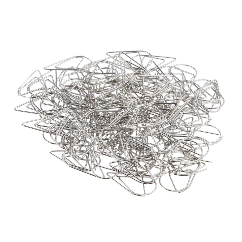 100 Pieces Drop Shape Paper Clips Metal Bookmarks Office Stationery L Silver