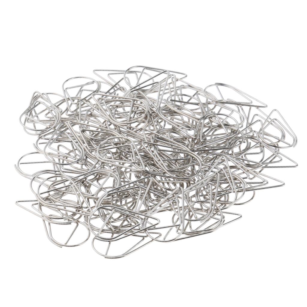 100 Pieces Drop Shape Paper Clips Metal Bookmarks Office Stationery L Silver