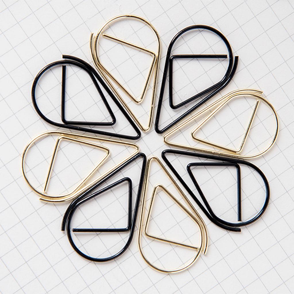 100 Pieces Drop Shape Paper Clips Metal Bookmarks Office Stationery Golden