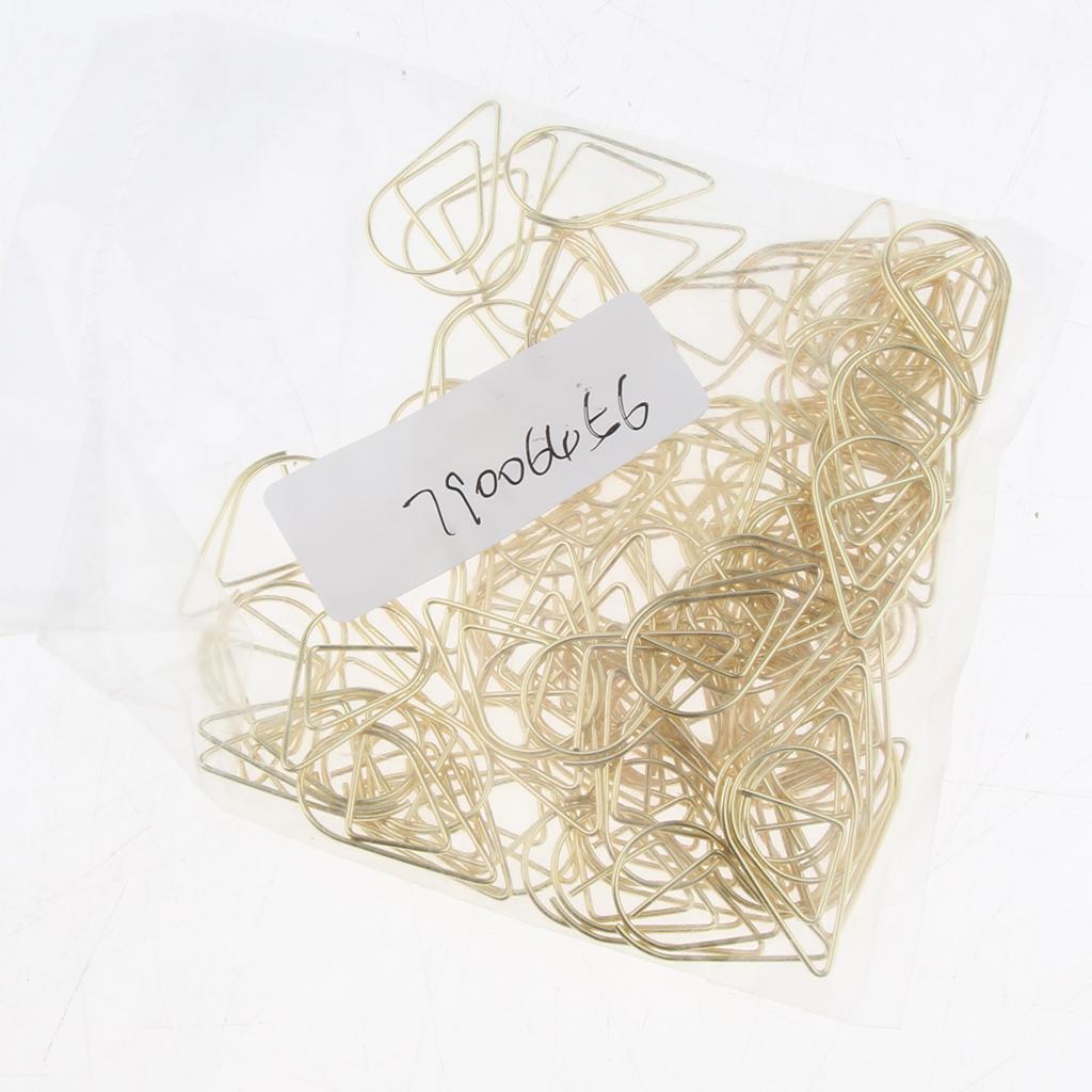 100 Pieces Drop Shape Paper Clips Metal Bookmarks Office Stationery Golden