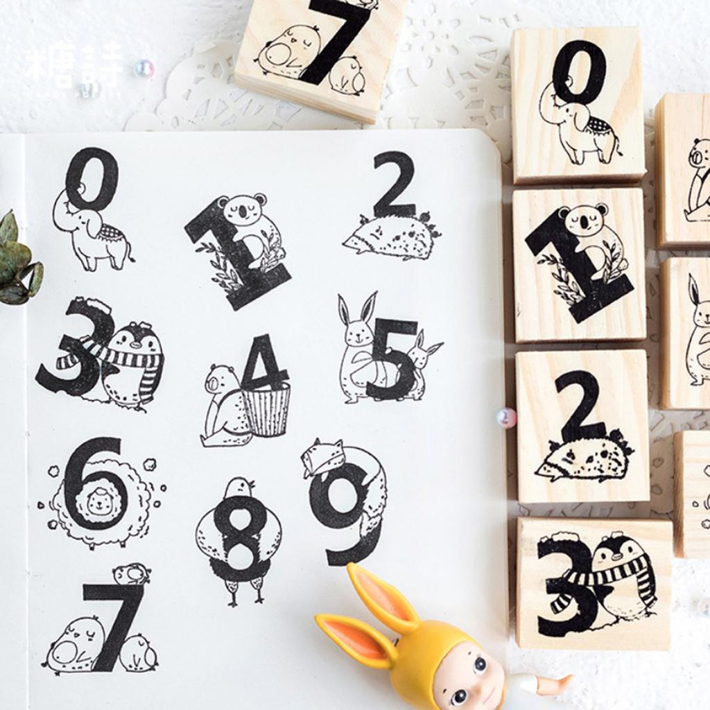 Wooden Animal & Number Rubber Stamp for Scrapbooking DIY Craft Decor Hedgehog