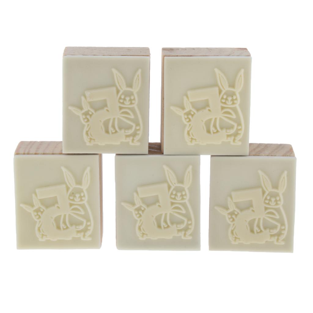 Wooden Animal & Number Rubber Stamp for Scrapbooking DIY Craft Decor Rabbit