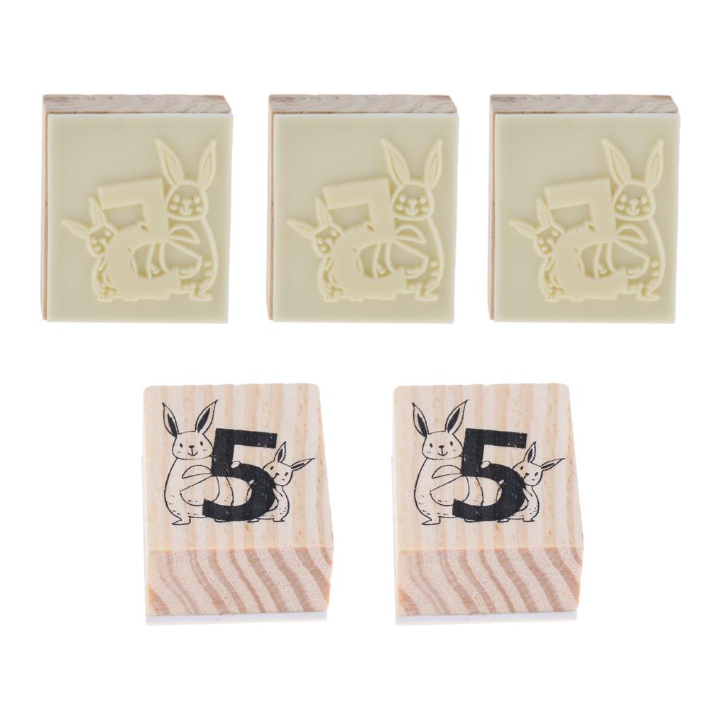 Wooden Animal & Number Rubber Stamp for Scrapbooking DIY Craft Decor Rabbit