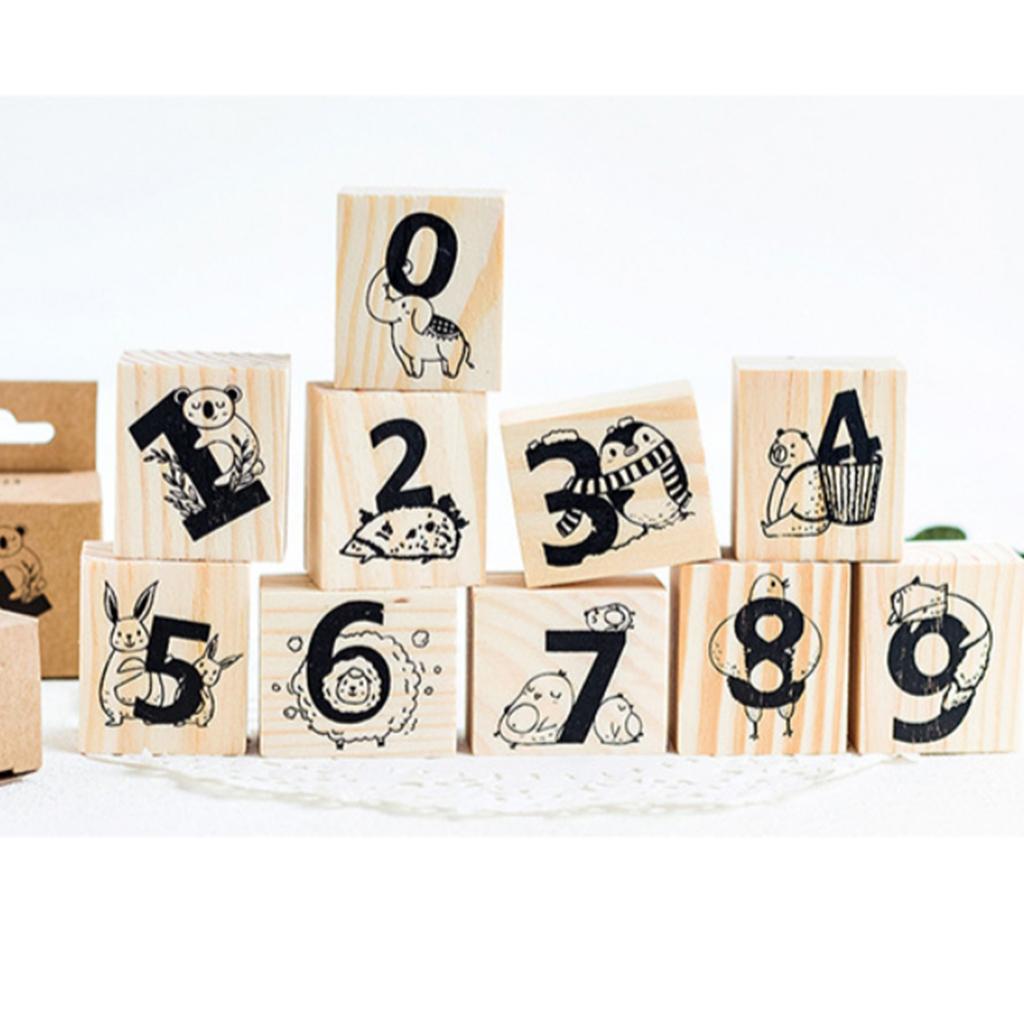 Wooden Animal & Number Rubber Stamp for Scrapbooking DIY Craft Decor Sheep