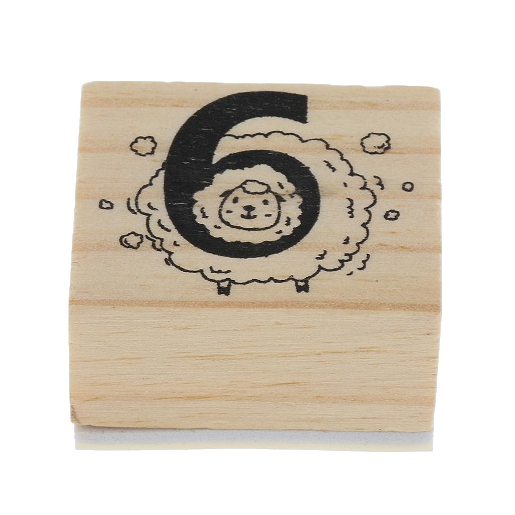 Wooden Animal & Number Rubber Stamp for Scrapbooking DIY Craft Decor Sheep