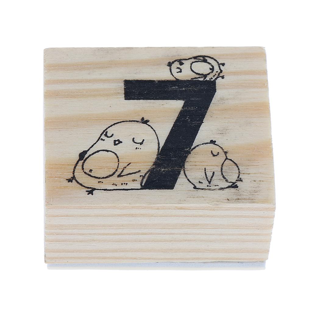 Wooden Animal & Number Rubber Stamp for Scrapbooking DIY Craft Decor Bird