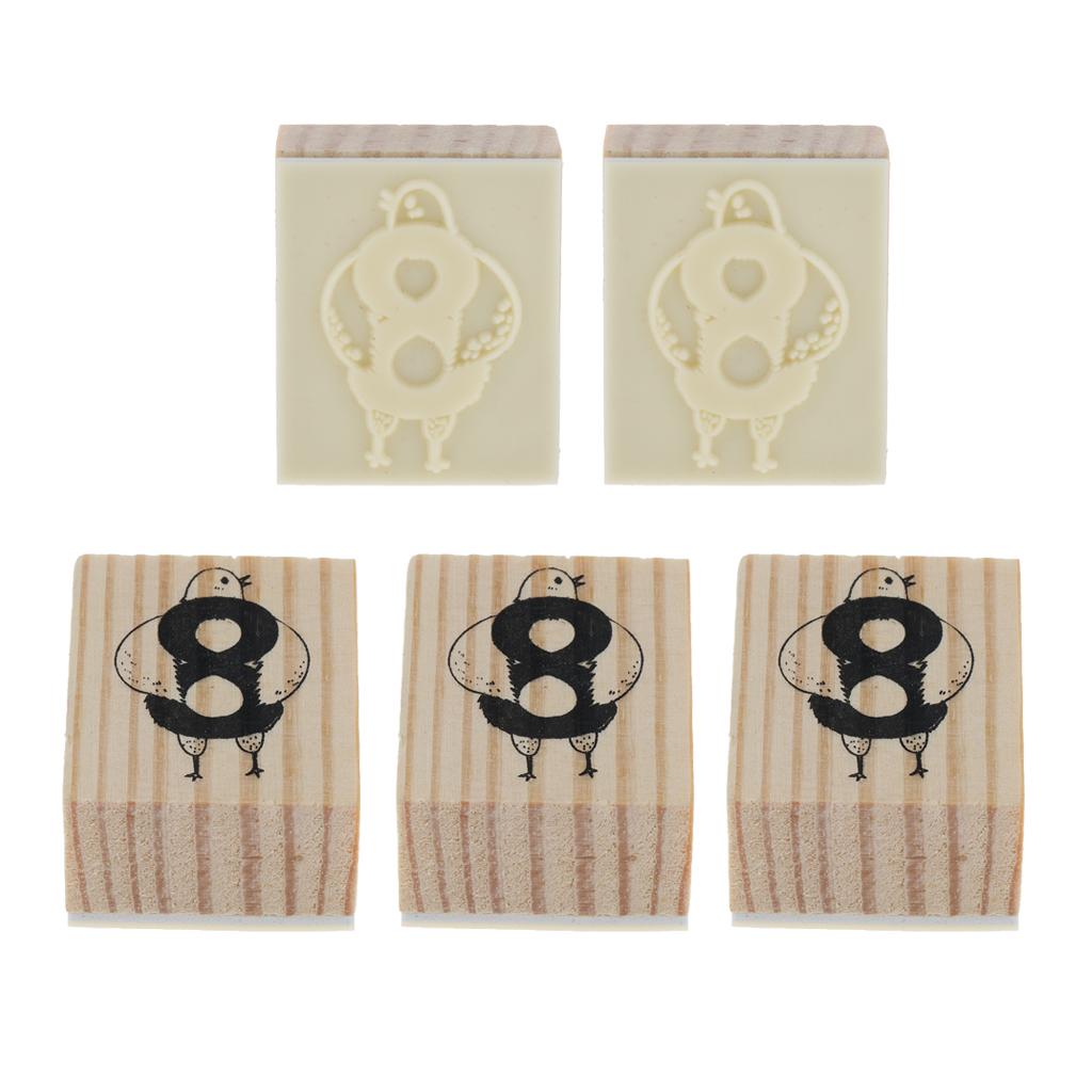 Wooden Animal & Number Rubber Stamp for Scrapbooking DIY Craft Decor Hens