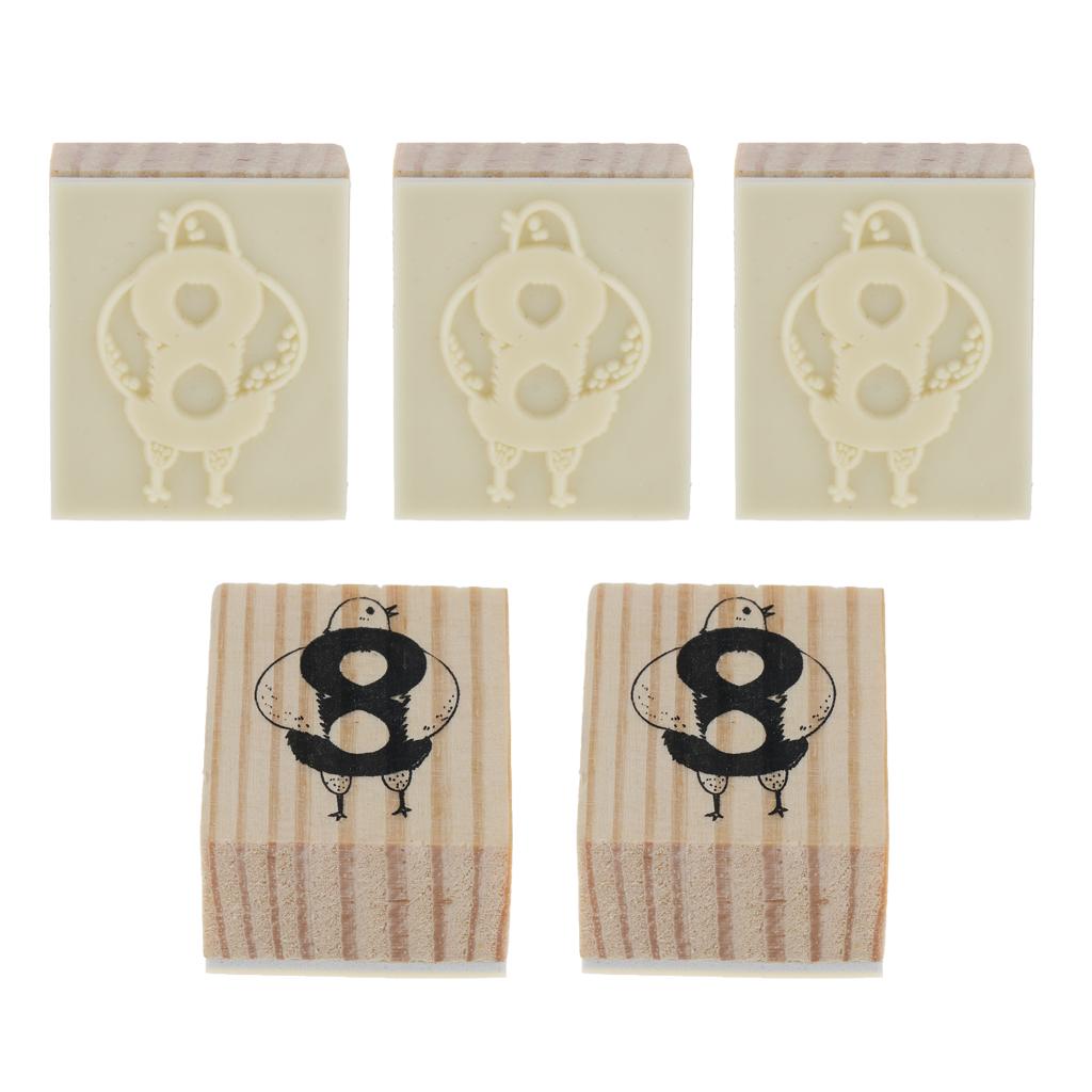 Wooden Animal & Number Rubber Stamp for Scrapbooking DIY Craft Decor Hens