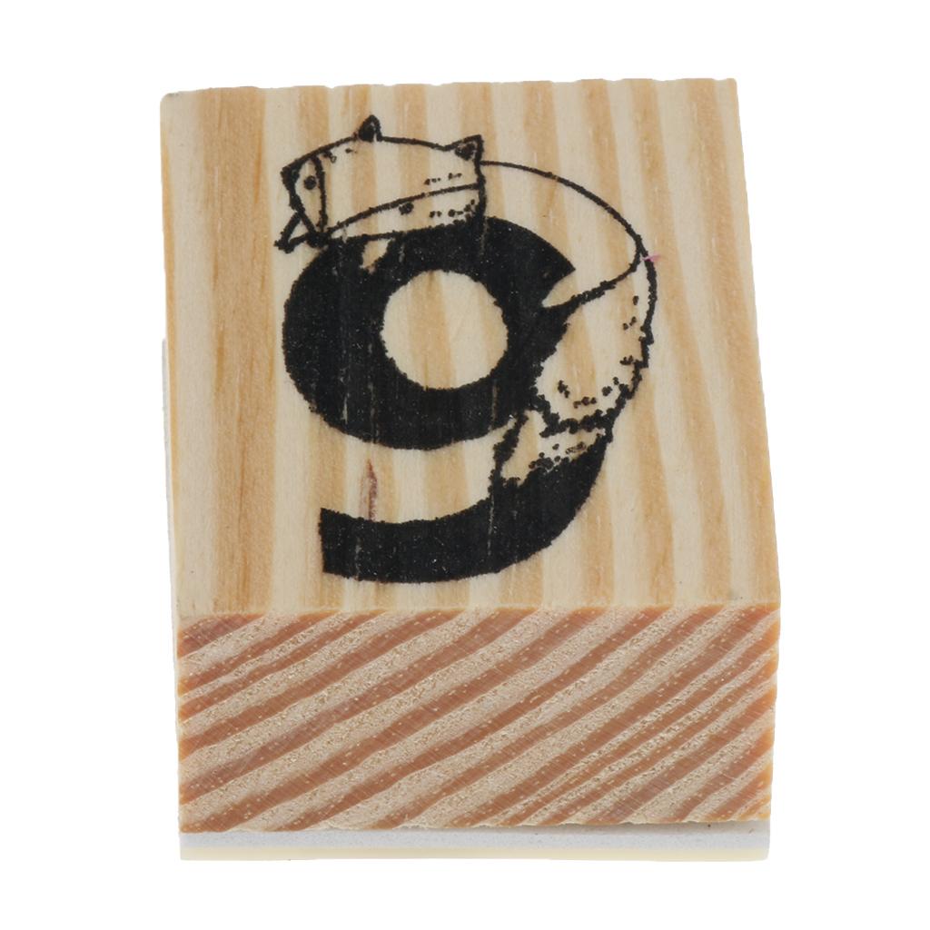 Wooden Animal & Number Rubber Stamp for Scrapbooking DIY Craft Decor Fox