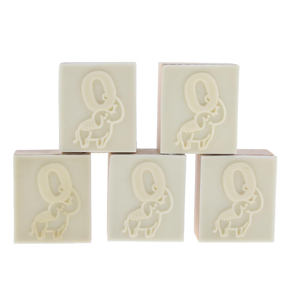 Wooden Animal & Number Rubber Stamp for Scrapbooking DIY Craft Decor Elephant