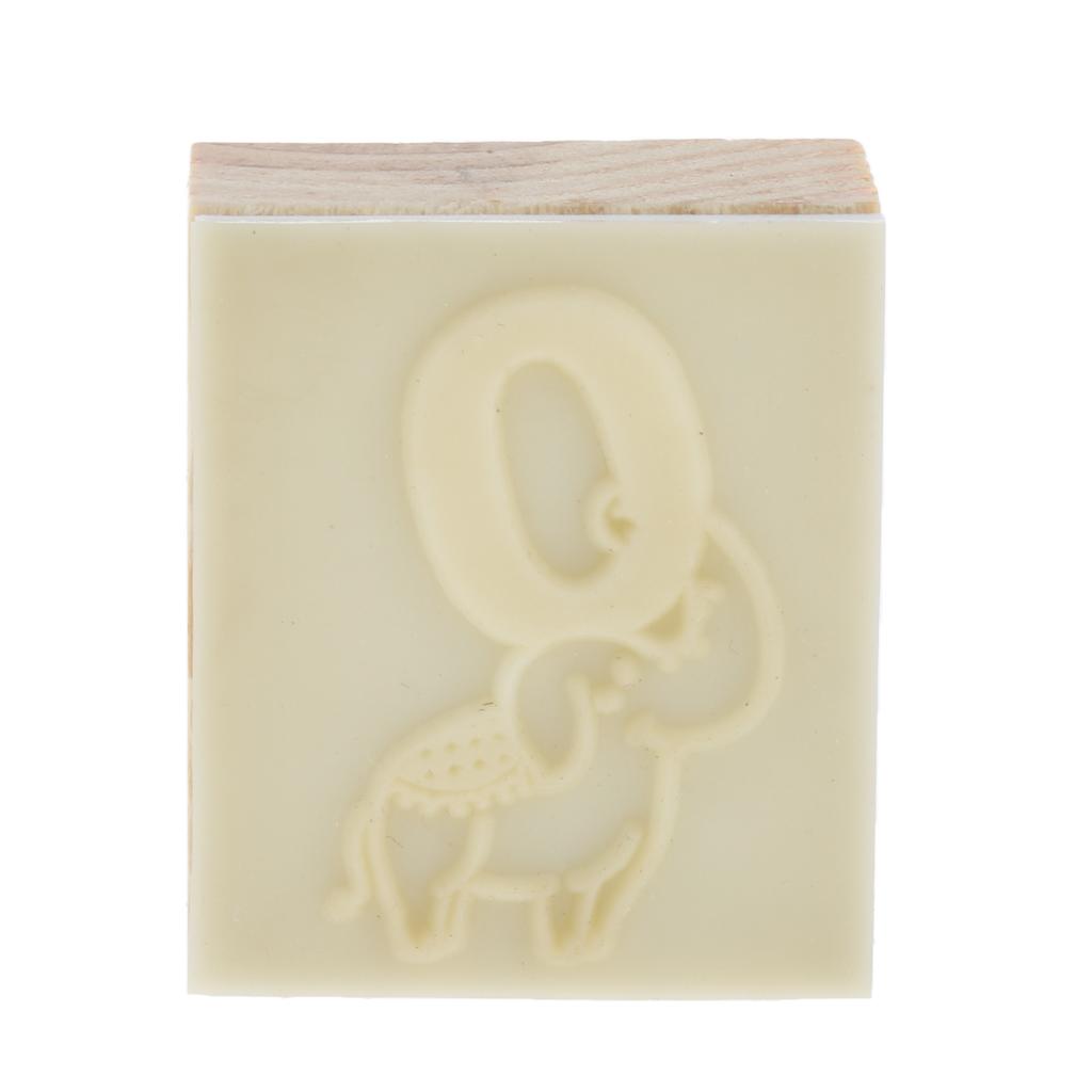 Wooden Animal & Number Rubber Stamp for Scrapbooking DIY Craft Decor Elephant