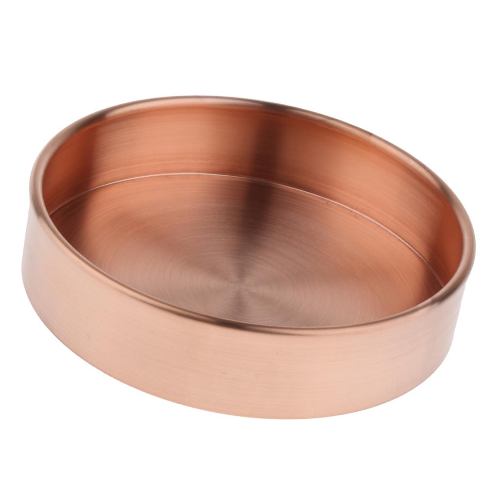 Round Copper Desktop Storage Trays Plate Organizer Photo Props L Pure Copper