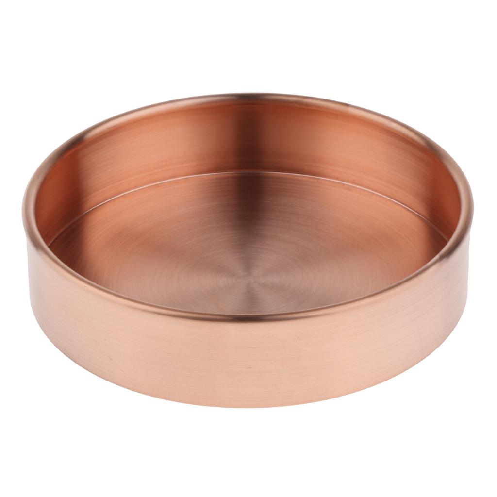 Round Copper Desktop Storage Trays Plate Organizer Photo Props L Pure Copper