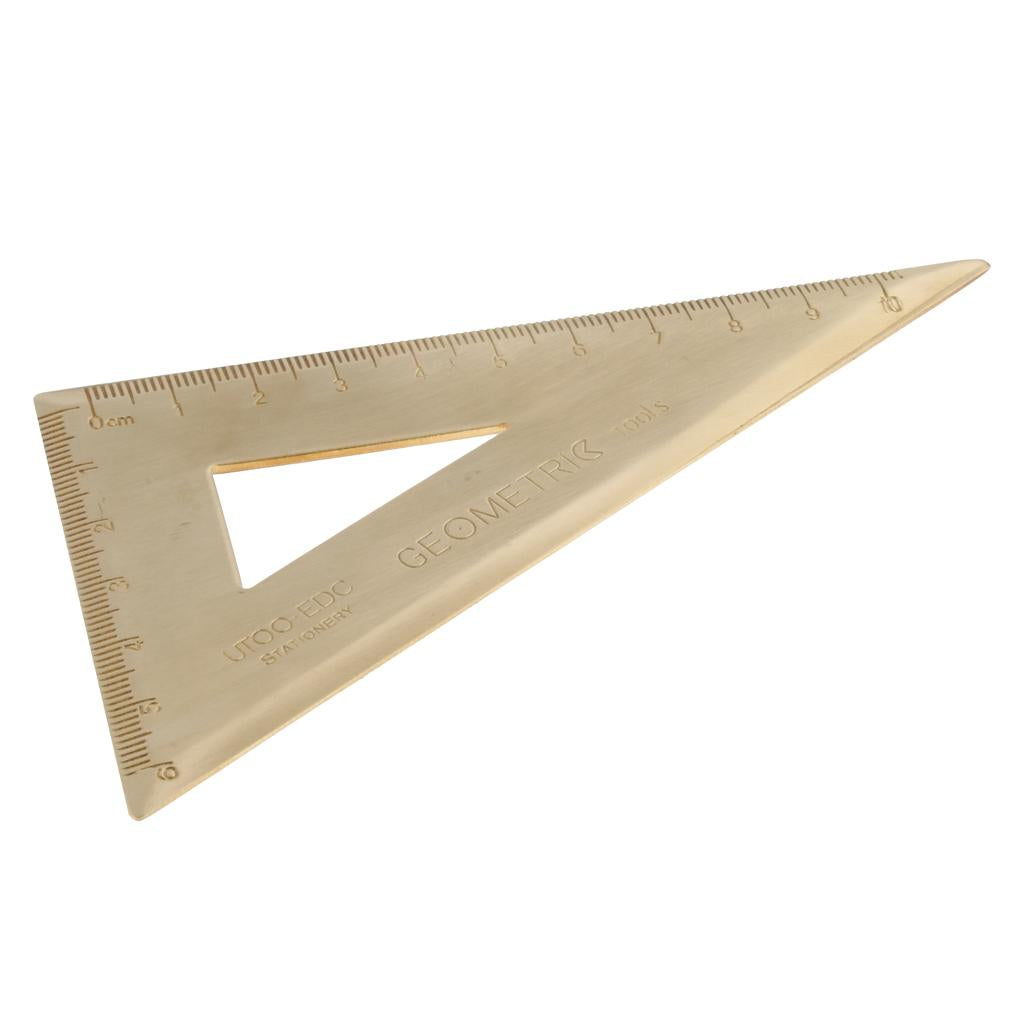 Golden Vintage Brass Triangle Ruler Instrument Protractor Triangle Board A