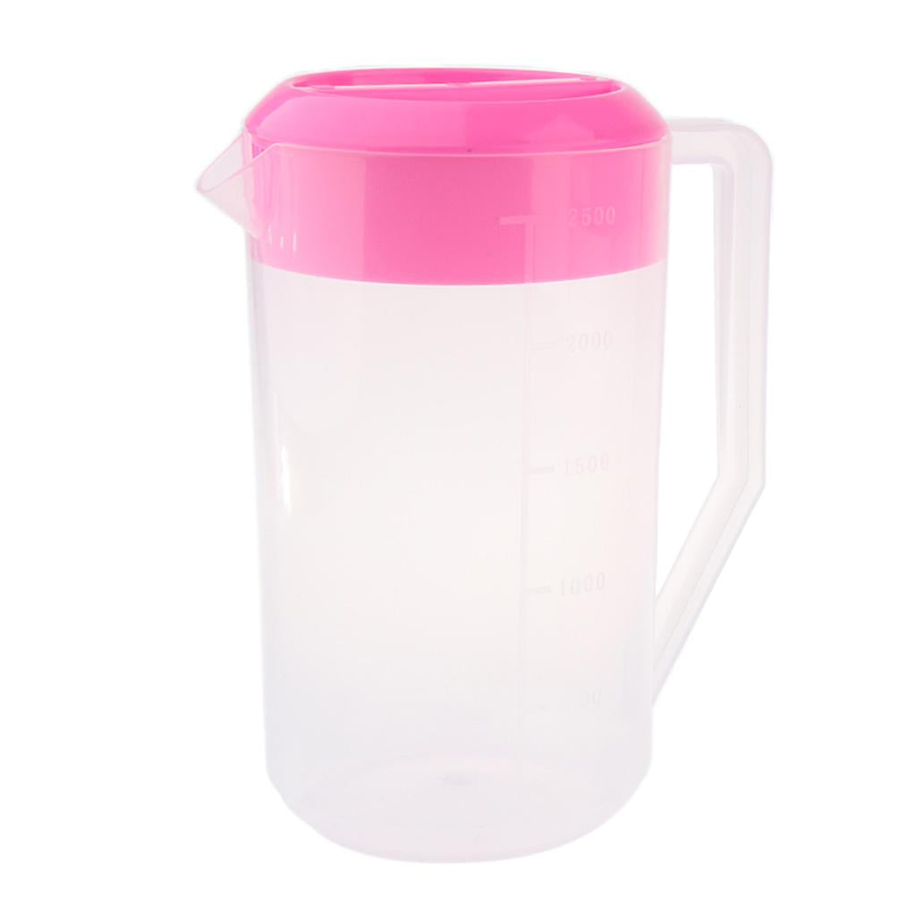 Plastic Cold Water Jug Pot Pitcher with Lid for Juice, Milk, Water 2.5L Pink