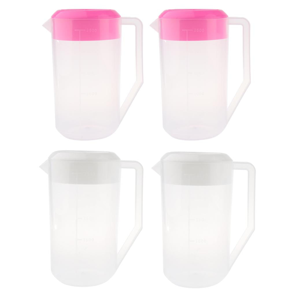 Plastic Cold Water Jug Pot Pitcher with Lid for Juice, Milk, Water 2.5L Pink