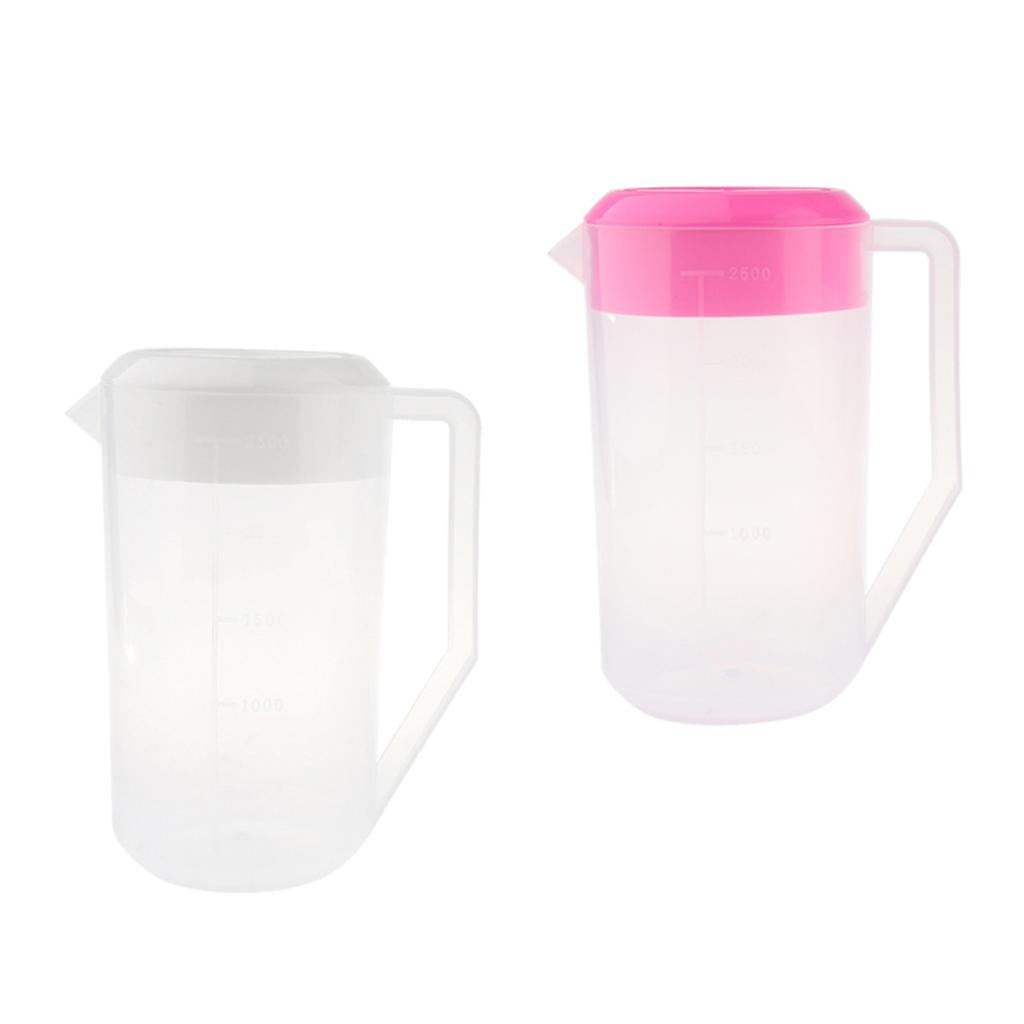 Plastic Cold Water Jug Pot Pitcher with Lid for Juice, Milk, Water 2.5L Pink