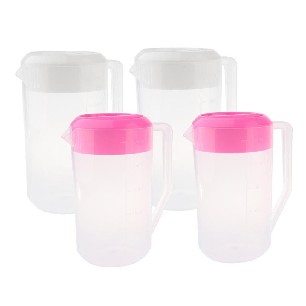 Plastic Cold Water Jug Pot Pitcher with Lid for Juice, Milk, Water 2.5L Pink