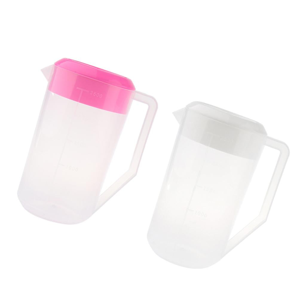 Plastic Cold Water Jug Pot Pitcher with Lid for Juice, Milk, Water 2.5L Pink