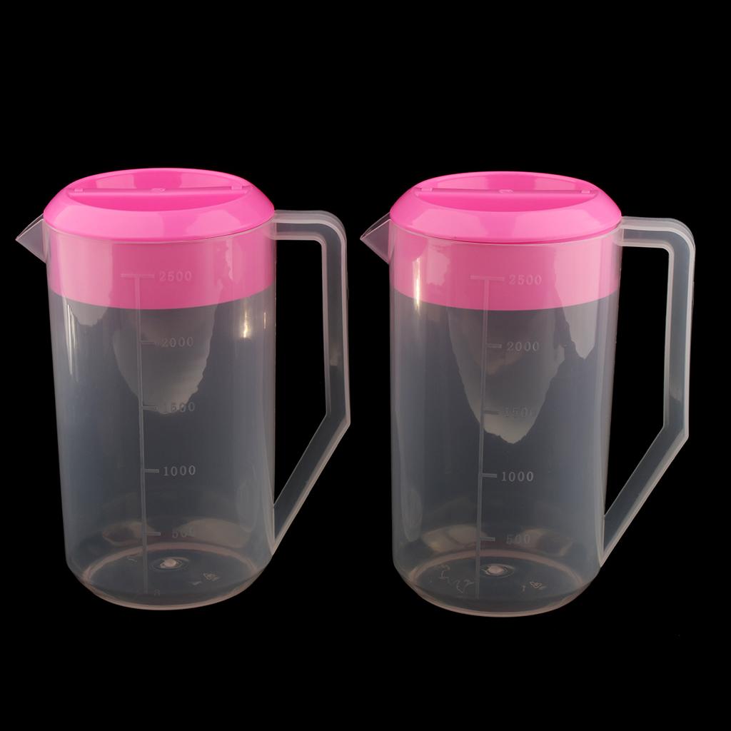 Plastic Cold Water Jug Pot Pitcher with Lid for Juice, Milk, Water 2.5L Pink