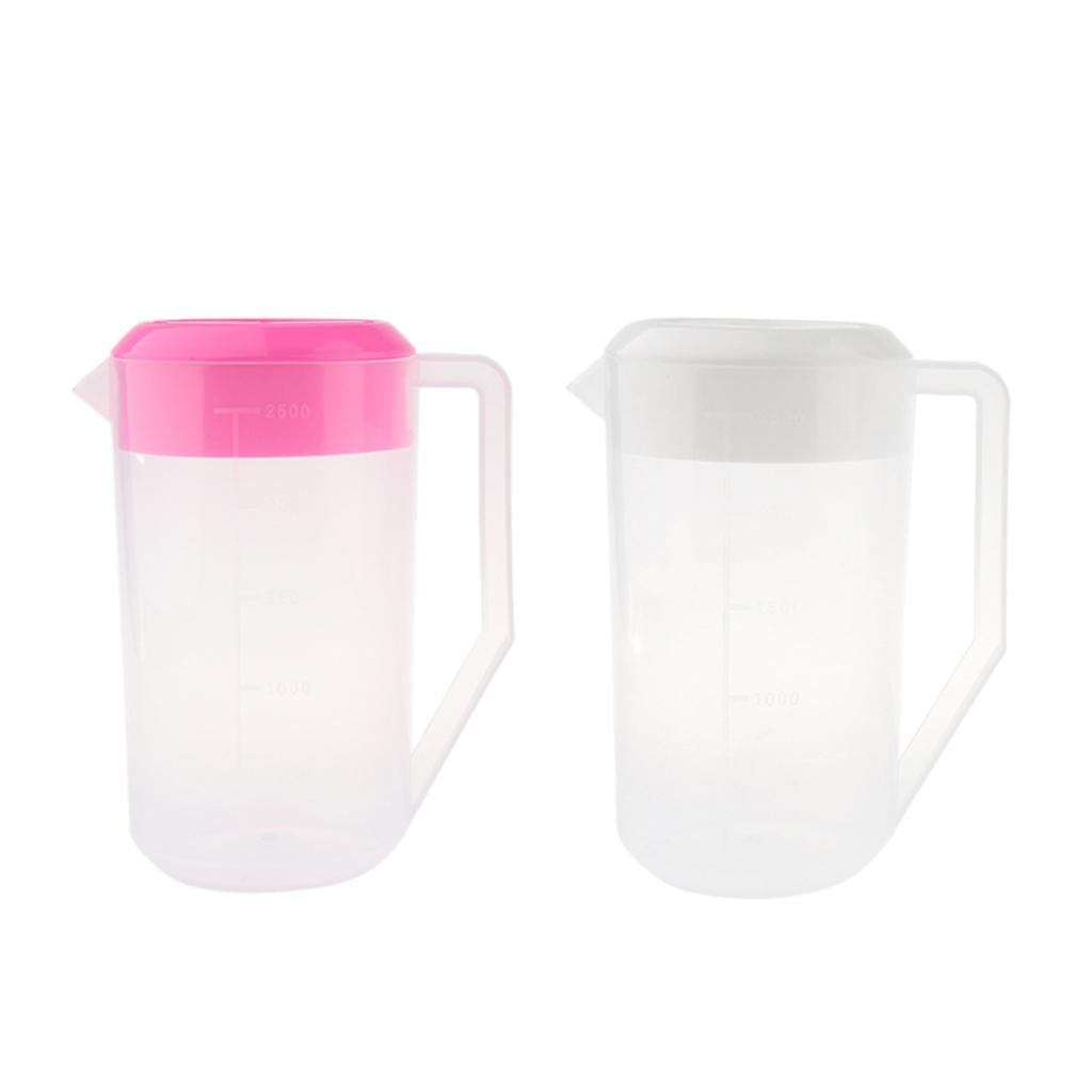 Plastic Cold Water Jug Pot Pitcher with Lid for Juice, Milk, Water 2.5L Pink