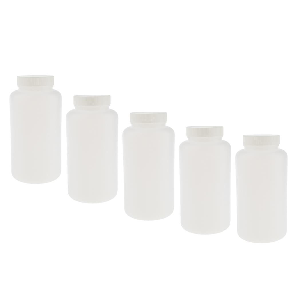5Pieces Graduated Round Reagent Bottle with Scale Line Screw Cap 1000ml