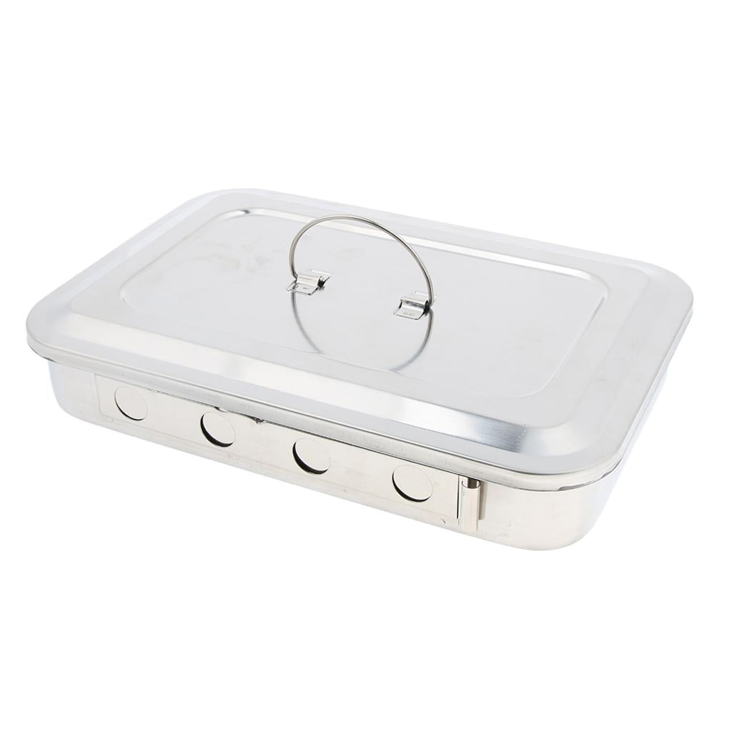 Surgical Instrument Box w/ Lid Stainless Steel 304 11.5Inch with Holes