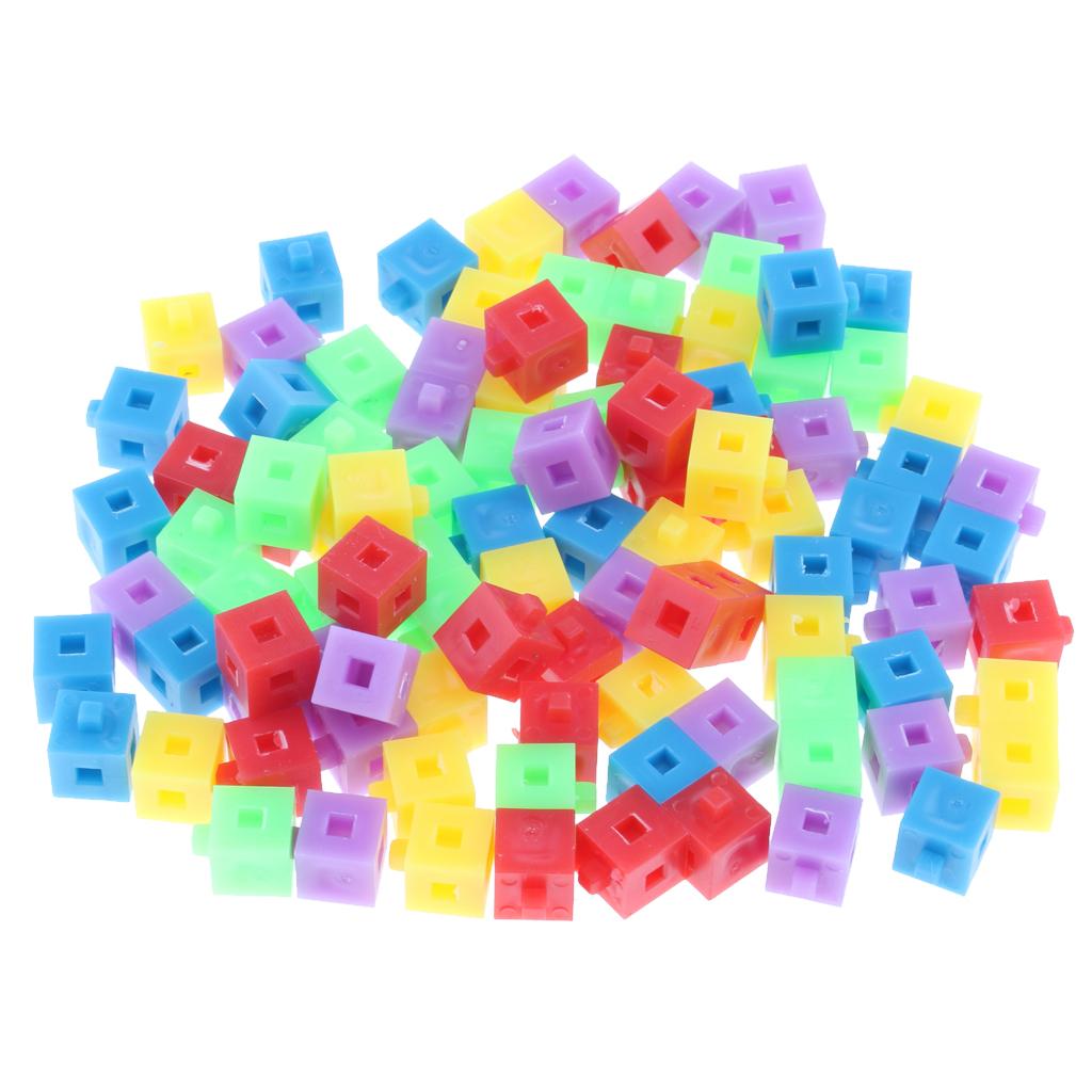 100Pieces Kids Children Stacking Cube Building Kit Pop Linking Cubes Toy