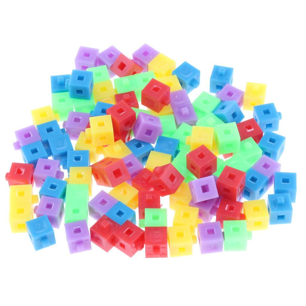 100Pieces Kids Children Stacking Cube Building Kit Pop Linking Cubes Toy