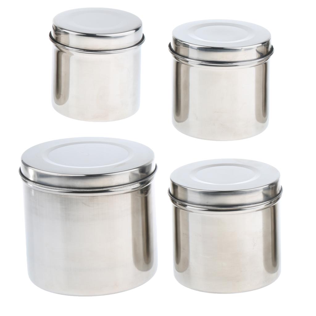 Stainless Steel Ointment Jar Sponge Cotton Dressing Container w/ Lid 8cm