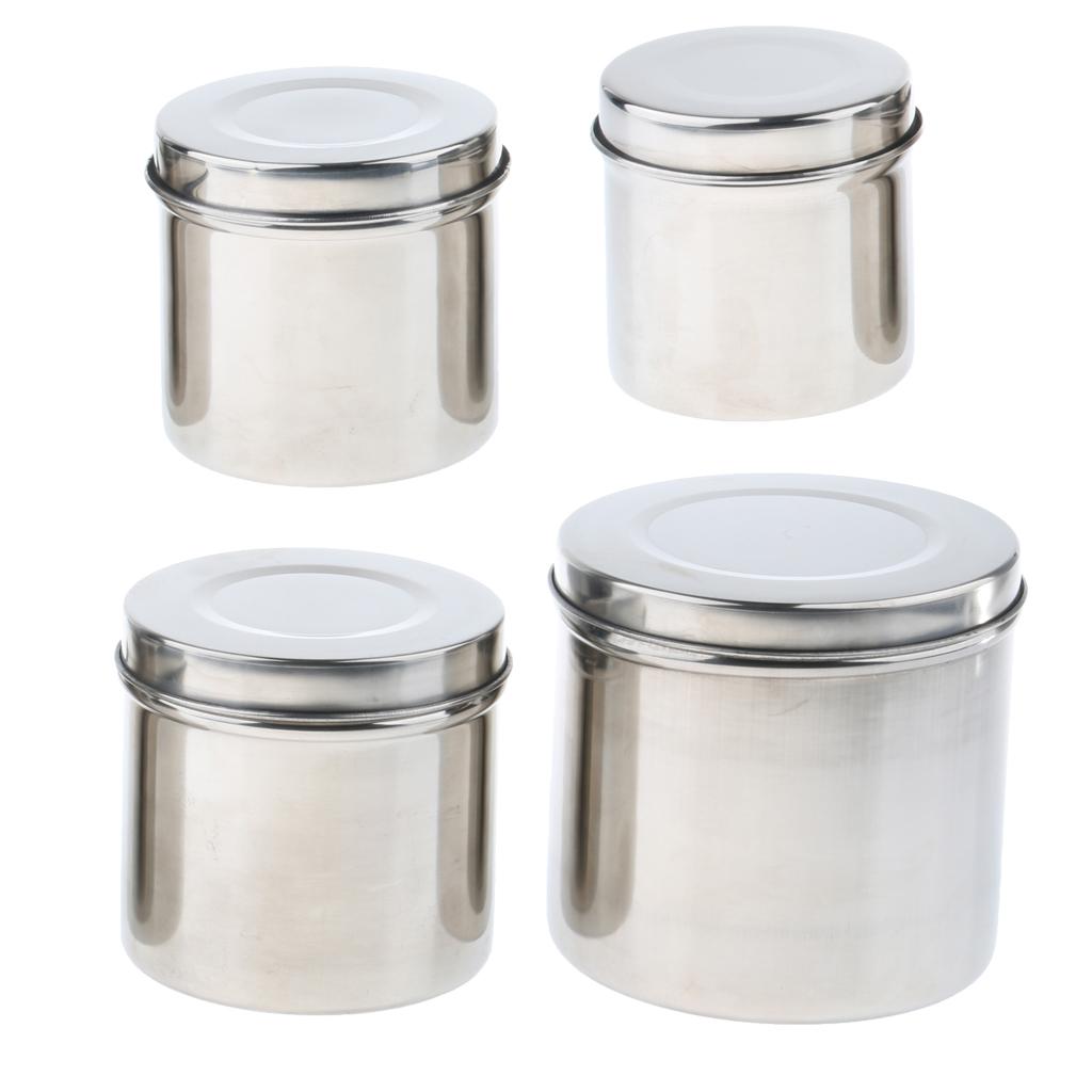 Stainless Steel Ointment Jar Sponge Cotton Dressing Container w/ Lid 8cm