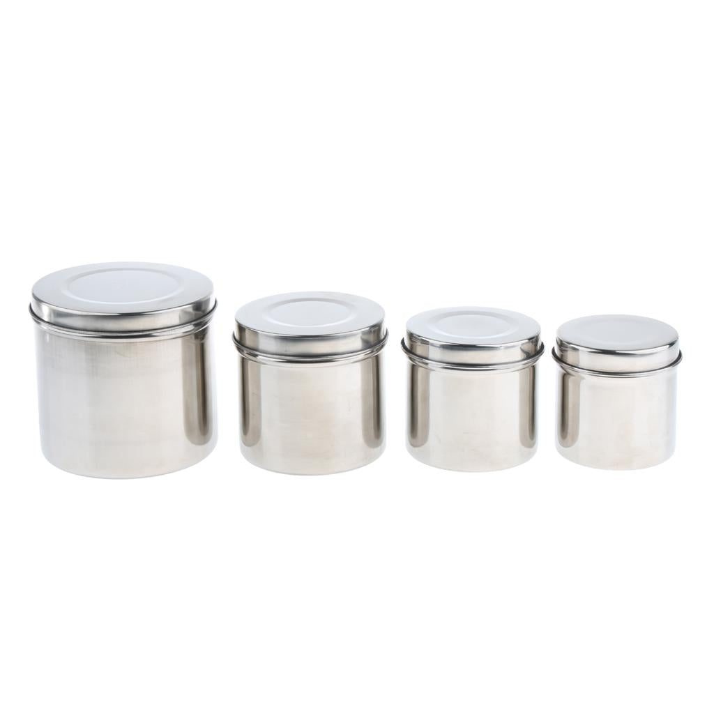 Stainless Steel Ointment Jar Sponge Cotton Dressing Container w/ Lid 8cm