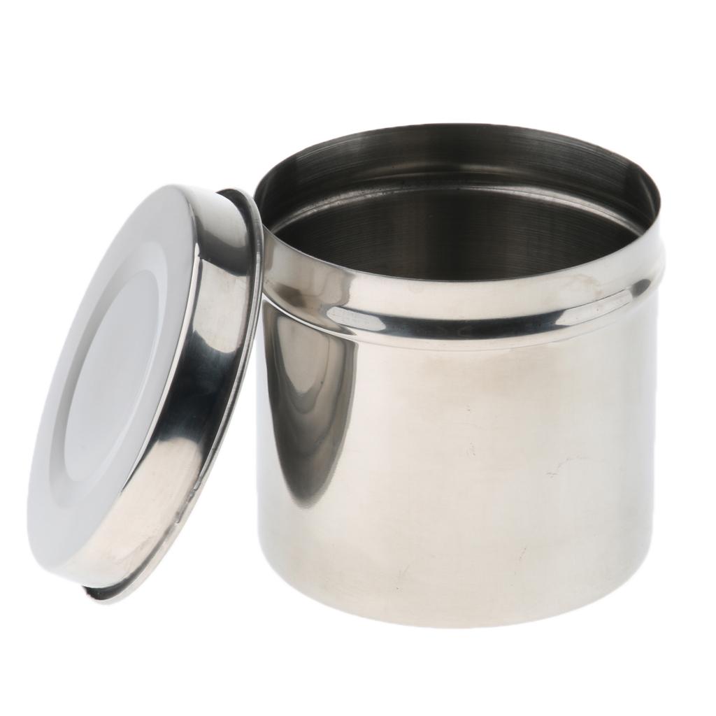 Stainless Steel Ointment Jar Sponge Cotton Dressing Container w/ Lid 8cm