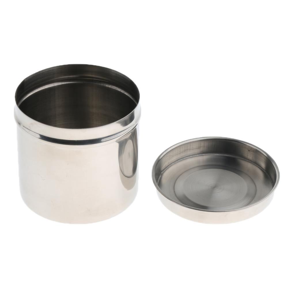 Stainless Steel Ointment Jar Sponge Cotton Dressing Container w/ Lid 9cm