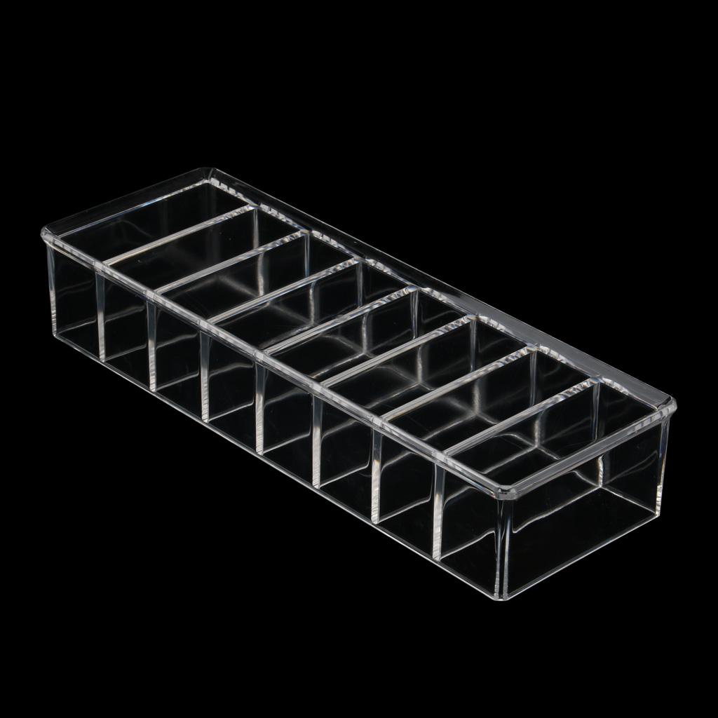 8 Slots Clear Makeup Cosmetic Display Storage Box Tabletop Desk Organizer