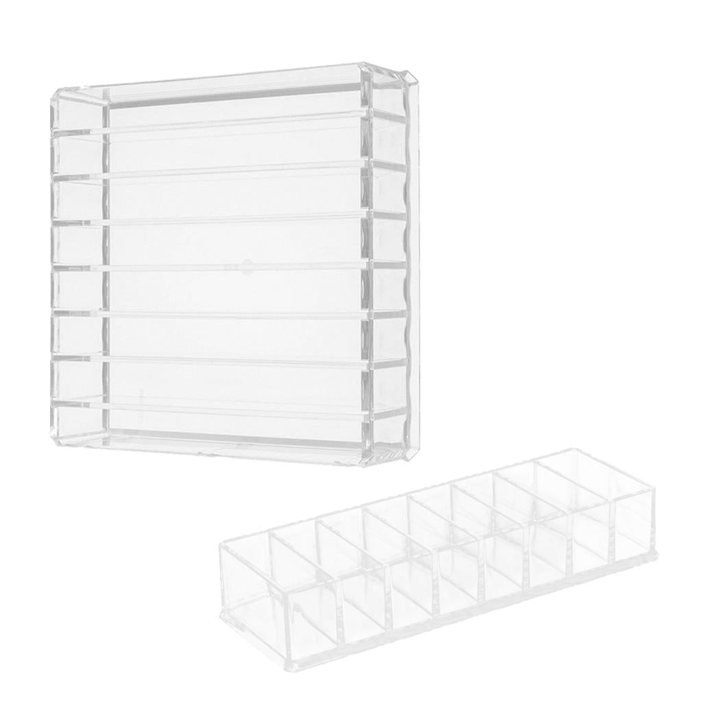 8 Slots Clear Makeup Cosmetic Display Storage Box Tabletop Desk Organizer