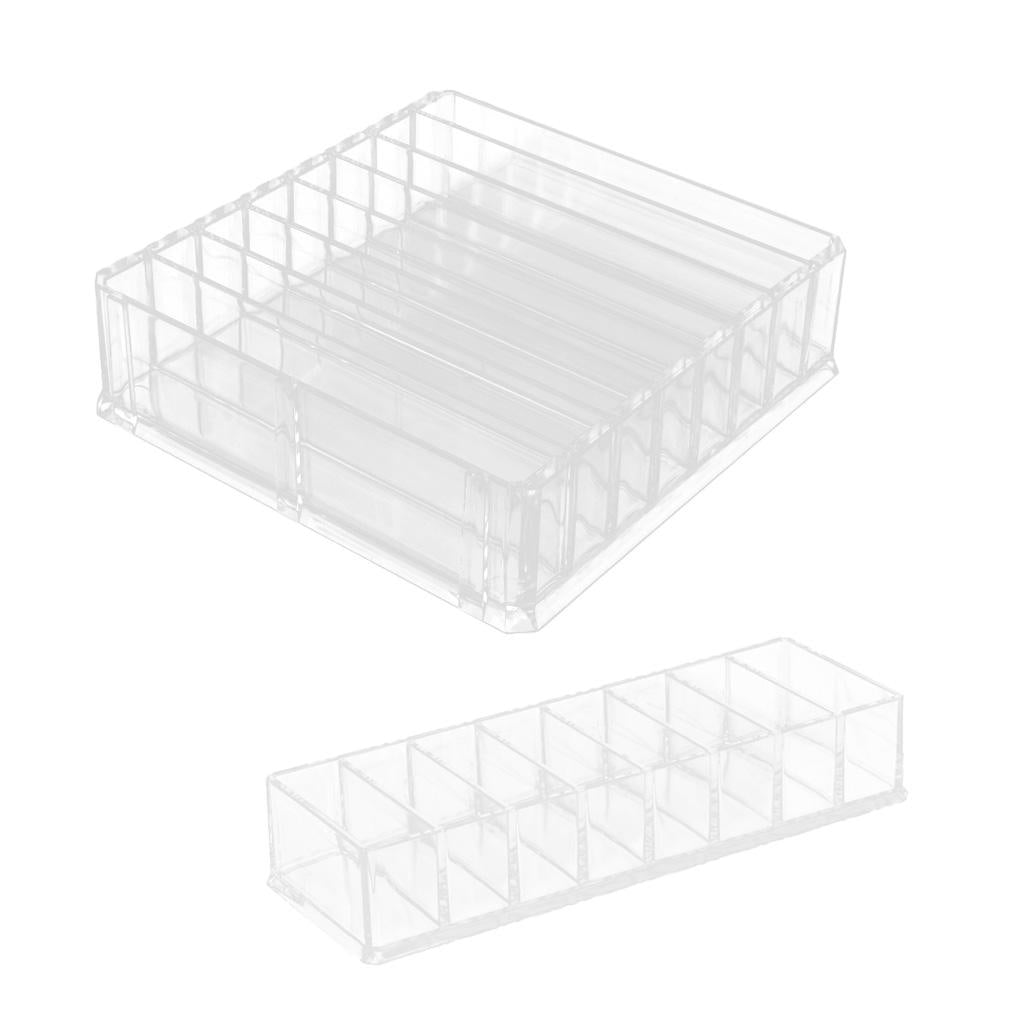 8 Slots Clear Makeup Cosmetic Display Storage Box Tabletop Desk Organizer