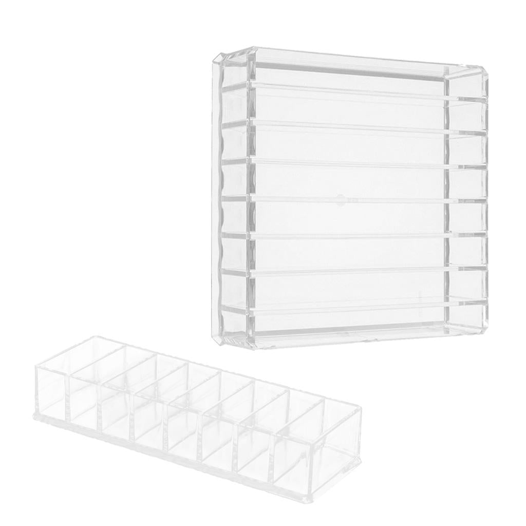 8 Slots Clear Makeup Cosmetic Display Storage Box Tabletop Desk Organizer