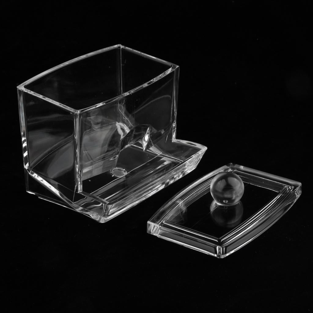 2xClear Acrylic Cotton Swab Cosmetic Makeup Case Storage Holder Box A