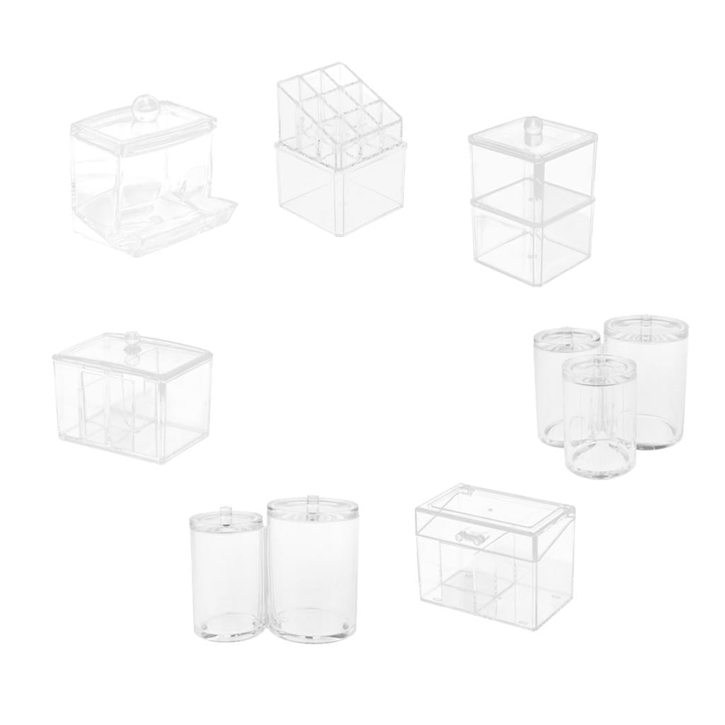 4xClear Acrylic Cotton Swab Cosmetic Makeup Case Storage Holder Box A