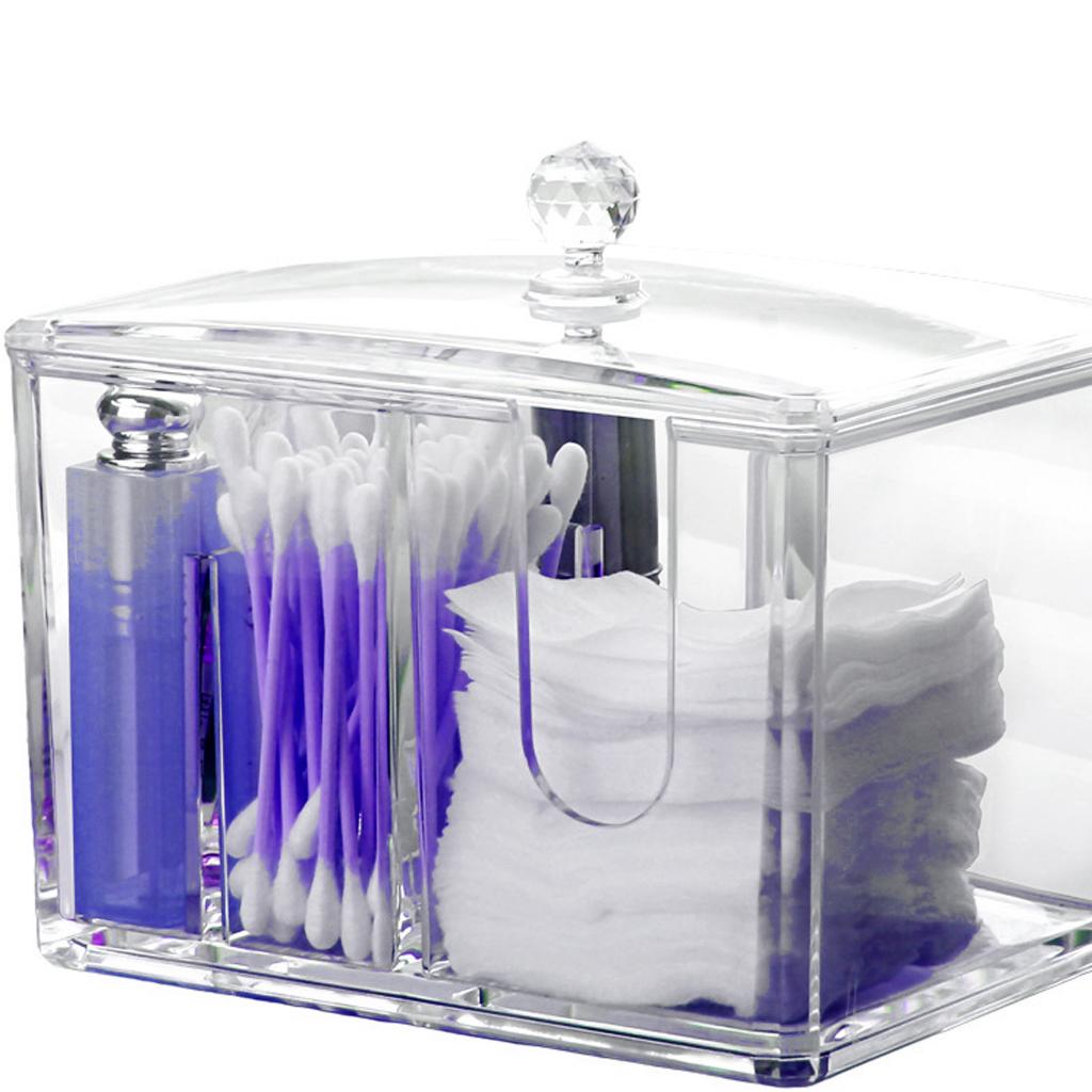 Clear Acrylic Cotton Swab Cosmetic Makeup Case Storage Holder Box B