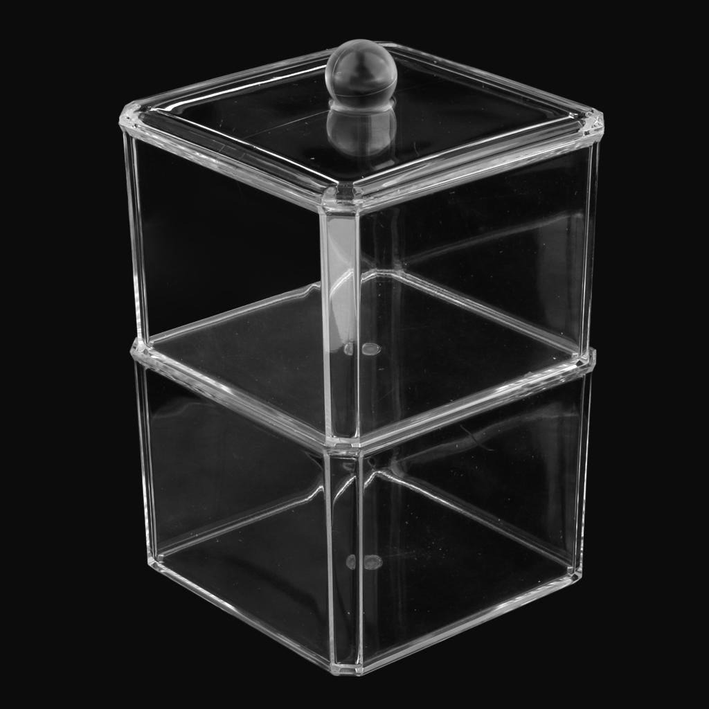 Clear Acrylic Cotton Swab Cosmetic Makeup Case Storage Holder Box C