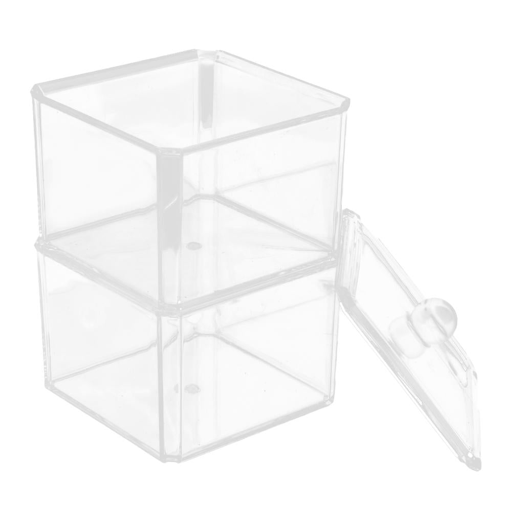 Clear Acrylic Cotton Swab Cosmetic Makeup Case Storage Holder Box C