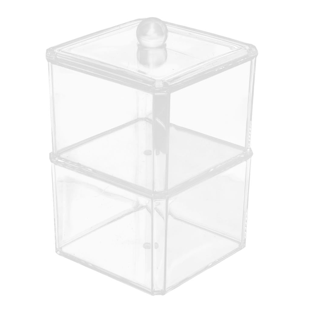 Clear Acrylic Cotton Swab Cosmetic Makeup Case Storage Holder Box C