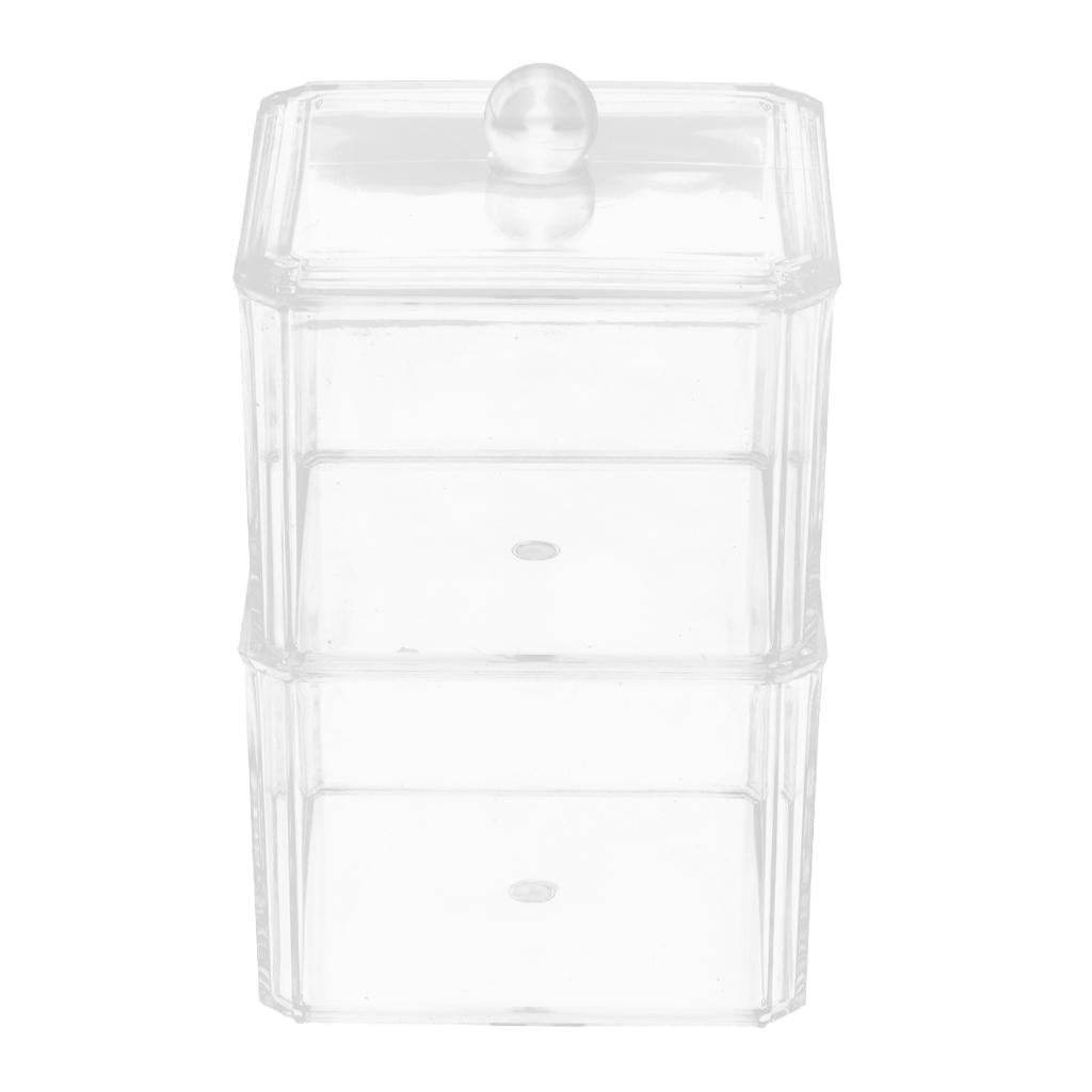 Clear Acrylic Cotton Swab Cosmetic Makeup Case Storage Holder Box C