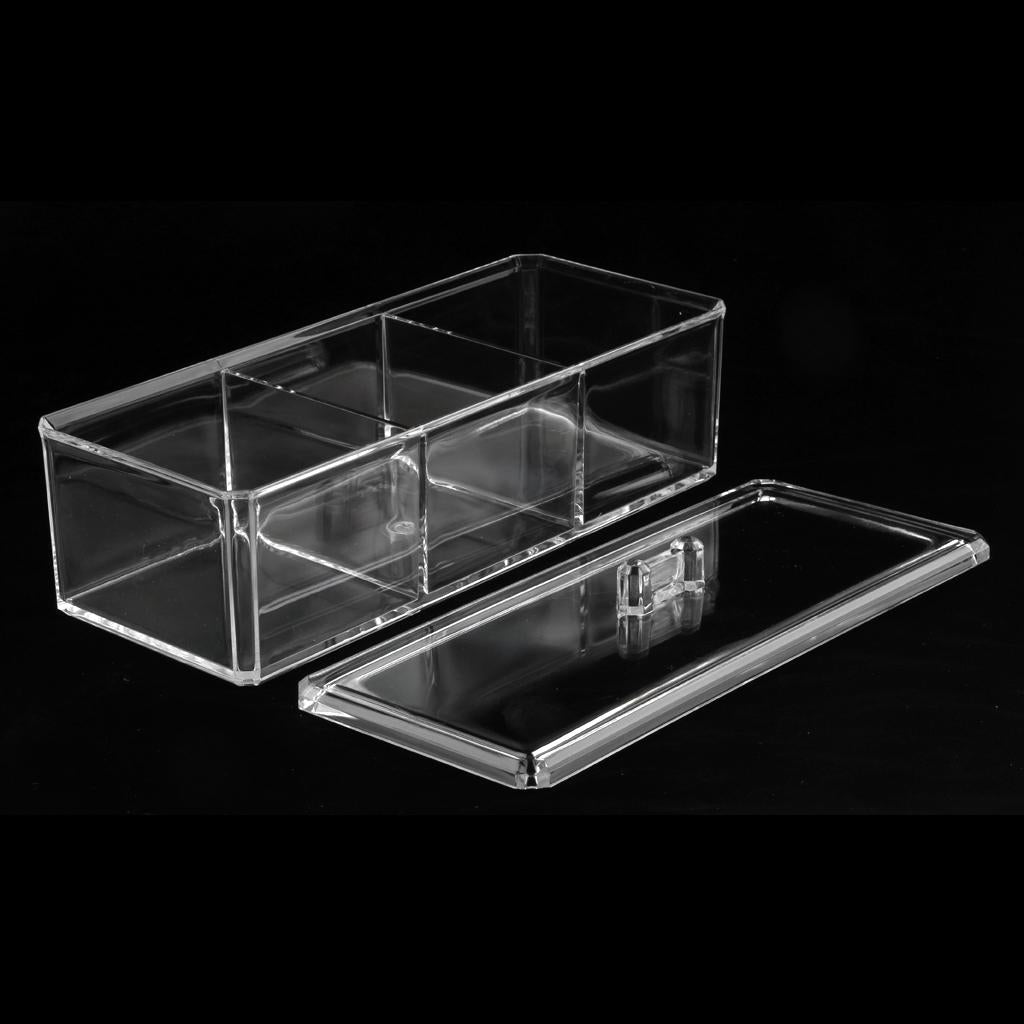 Acrylic Jewelry Cosmetic Makeup Storage Display Boxes Clear 3 Compartment