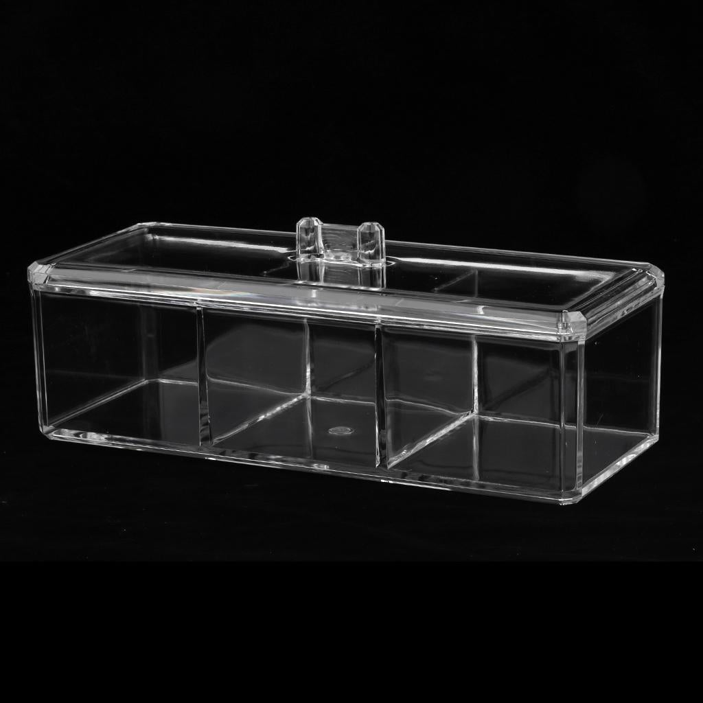 Acrylic Jewelry Cosmetic Makeup Storage Display Boxes Clear 3 Compartment