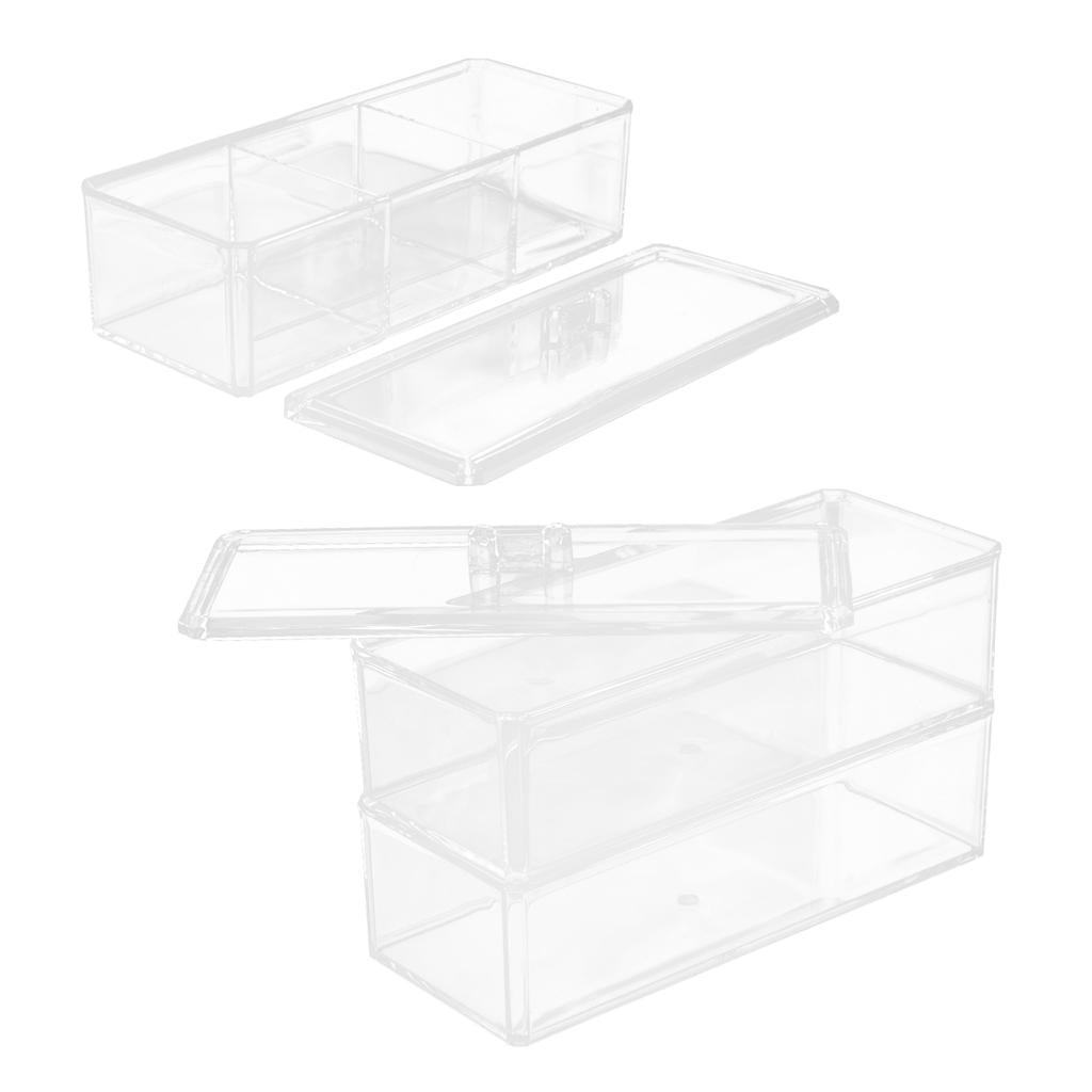 Acrylic Jewelry Cosmetic Makeup Storage Display Boxes Clear 3 Compartment