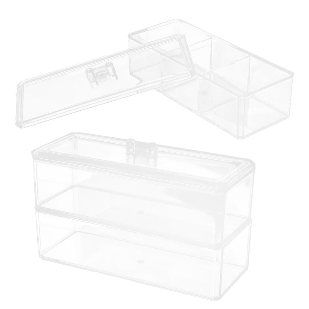 Acrylic Jewelry Cosmetic Makeup Storage Display Boxes Clear 3 Compartment